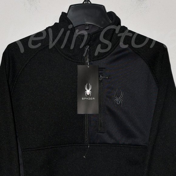 BLACK NWT Spyder Men’s Half (1/2) Zip‎ Jacket - Picture 1 of 8
